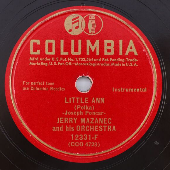 Jerry Mazanec - Hill And Dale Polka / Little Ann 1947 10" 78 rpm Record 12331-F - Picture 3 of 16